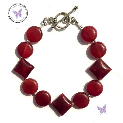 Carnelian Coin & Diamond Bracelet